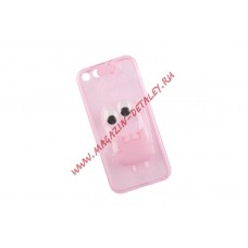 Силиконовый чехол с ремешком Глазастый Миньон для Apple iPhone 5, 5s, SE розовый