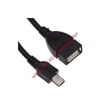 OTG Кабель USB (папа) - mini USB (мама) черный, европакет