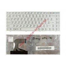 Клавиатура для ноутбука Sony Vaio VPC-S VPCS series белая с серебристой рамкой