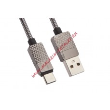USB кабель LP Гламурный Ананас USB Type-C металлический черный, коробка