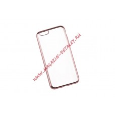 Силиконовый чехол LP для Apple iPhone 6, 6s 4,7" TPU прозрачный с розовой хром рамкой, коробка