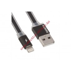 USB Дата-кабель REMAX для Apple 8 pin плоский с золотым коннектором 1 м. черный
