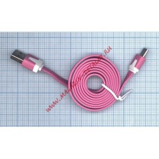 Плоский кабель Color USB <-> Micro-USB 1.0m USB-2.0 Pink (Розовый)