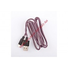 USB кабель для Apple iPhone, iPad, iPod 8 pin в оплетке розовый, черный, европакет LP