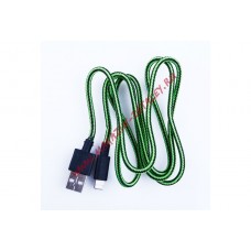 USB кабель для Apple iPhone, iPad, iPod 8 pin в оплетке зеленый, черный, европакет LP