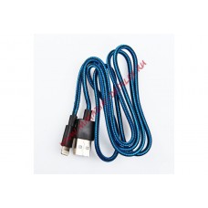 USB кабель для Apple iPhone, iPad, iPod 8 pin в оплетке синий, черный, европакет LP