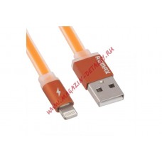 USB Дата-кабель REMAX для Apple 8 pin плоский с золотым коннектором оранжевый