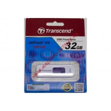 USB флеш-диск 32Гб TRANSCEND Jetflash 530, TS32GJF530, фиолетовый и белый выдвижной механизм