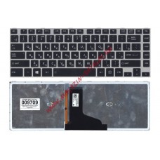 Клавиатура для ноутбука TOSHIBA M40T черная с серой рамкой и подсветкой