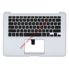Клавиатура (топ-панель) для ноутбука Apple A1369 2010+ серебристая с черными клавишами, без подсветки, плоский ENTER
