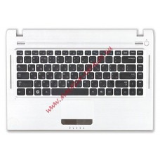 Клавиатура (топ-панель) для ноутбука Samsung Q330 NP-Q330 серебристая с черными клавишами