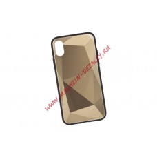 Защитная крышка "LP" для iPhone X "Diamond Glass Case" (золотой бриллиант/коробка)
