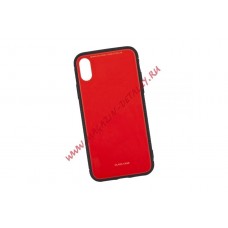Защитная крышка "LP" для iPhone X "Glass Case" (красное стекло/коробка)