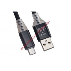 USB кабель "LP" Micro USB "Змея" LED TPE (черный/блистер)