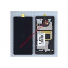 Дисплей (экран) в сборе с тачскрином для Sony Xperia Z5 Compact черный с рамкой