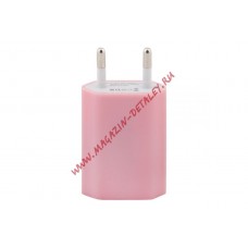 Блок питания (сетевой адаптер) с USB выходом 5V 1А розовый европакет LP
