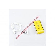 Универсальный внешний аккумулятор Ferrari 1 USB выход 1А, 6000 мАч, желтый прозрачный бокс