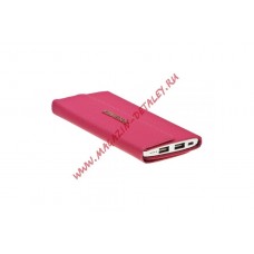 Универсальный внешний аккумулятор Power Bank Wallet Li-Pol USB выход 2,1А, 8000 мАч, розовая кожа