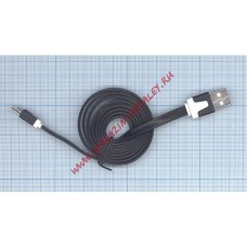 Плоский кабель Color USB <-> Micro-USB 1.0m USB-2.0 Black (Черный)