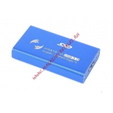 Бокс для SSD диска MSATA с выходом USB 3.0 алюминиевый, синий