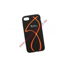 Силиконовый чехол Полосы для Apple iPhone 7 черный, оранжевый