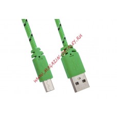 USB Дата-кабель LP Micro USB в оплетке зеленый с синим, коробка