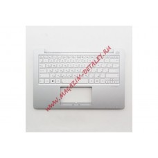 Клавиатура (топ-панель) для ноутбука Asus X201, X201E, X202, X202E, S200, S200E белая, с серебряной панелью