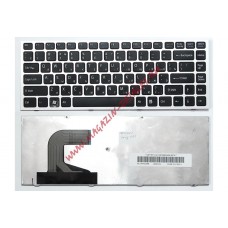 Клавиатура для ноутбука Sony Vaio VPC-S VPCS черная, рамка серебристая