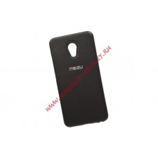 Силиконовый чехол C-Case для Meizu MX6 с кожанной вставкой черный, коробка