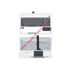 Клавиатура (топ-панель) для ноутбука ASUS X501A X501U белая, черные клавиши