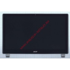 Экран в сборе (матрица + тачскрин) для Acer Aspire V5-572 черный с серебристой рамкой
