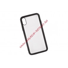 Защитная крышка "LP" для iPhone X "Glass Case" с черной рамкой (прозрачный стекло/коробка)