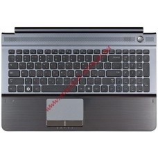 Клавиатура (топ-панель) для ноутбука Samsung RC510 NP-RC510 серая с черными клавишами