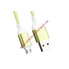 Micro USB кабель LP "Волны" зеленый, белый
