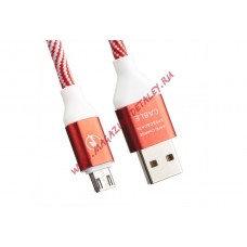 Micro USB кабель LP "Волны" красный, белый