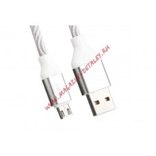 Micro USB кабель LP "Волны" серый, белый