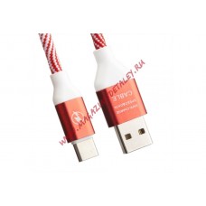 USB Type-C кабель LP "Волны" красный, белый