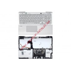 Клавиатура (топ-панель) для ноутбука Sony VAIO SVS15 серебристая с подсветкой