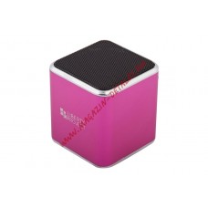 Колонка портативная LP M1 3,5 + USB + microSD + FM радио, розовая, коробка