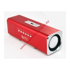 Колонки портативные LP K-101 Металл + 3,5 мм + USB + microSD + заменяемый АКБ + FM радио, красные, коробка