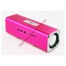 Колонки портативные LP K-101 Металл + 3,5 мм + USB + microSD + заменяемый АКБ + FM радио, розовые, коробка