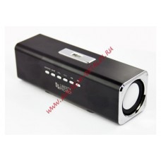 Колонки портативные LP K-101 Металл + 3,5 мм + USB + microSD + заменяемый АКБ + FM радио, черные, коробка