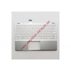 Клавиатура (топ-панель) для ноутбука Asus Eee PC 1018P белая с серебристой панелью